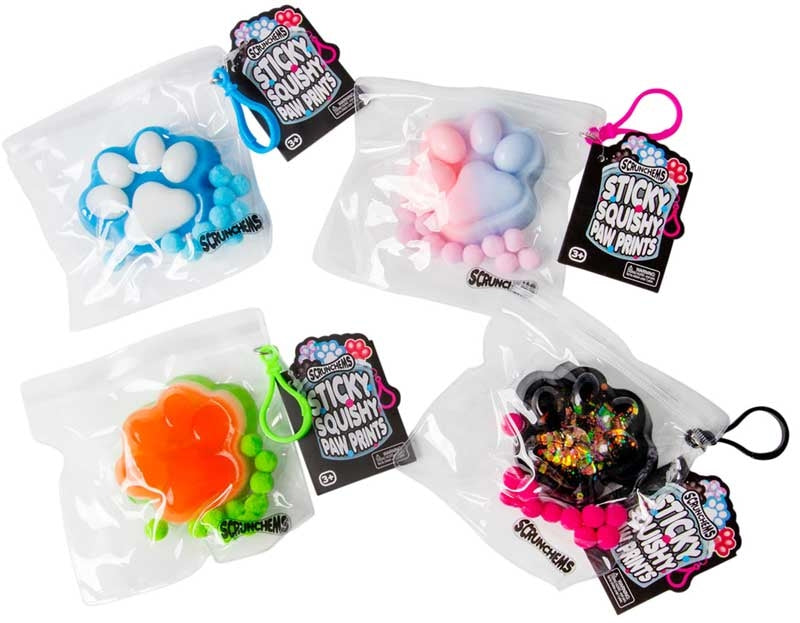 SCRUNCHEMS STICKY SQUISHY PAW PRINTS ASSORTED